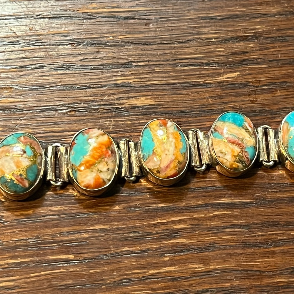 Blue and Gold Beaded Bracelet with Metallic Accents